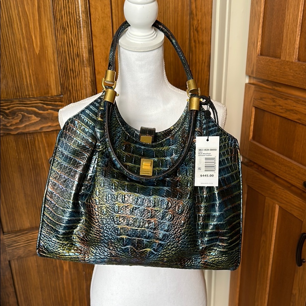 Brahmin Celia Multi Westfield Shoulder Bag with Crocodile Embossing